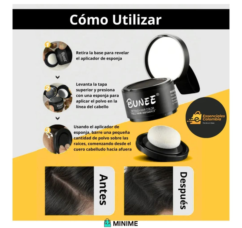 Bunee®️ Cobertura profesional para canas y calvicie en un solo toque ¡AHORA CON DOBLE CONTENIDO!✨🤩