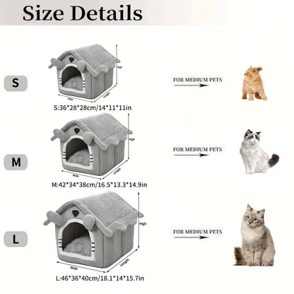 1PC Gray Detachable Cat House Semi-Enclosed Four-Season Universal Pet Nest Small Pet Shelter Washable Pet Supplies