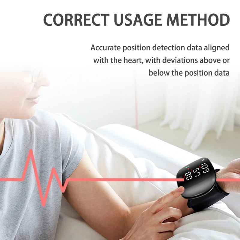 Rechargeable Smart Touch LCD Screen Voice Wrist Blood Pressure Monitor Digital  Automatic Tonometer Heart Rate Sphygmomanometer
