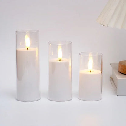 LED Flameless Candles with Remote Timer Realistic Flickering Flame Acrylic Candle Battery Powered for Christmas Wedding Decor