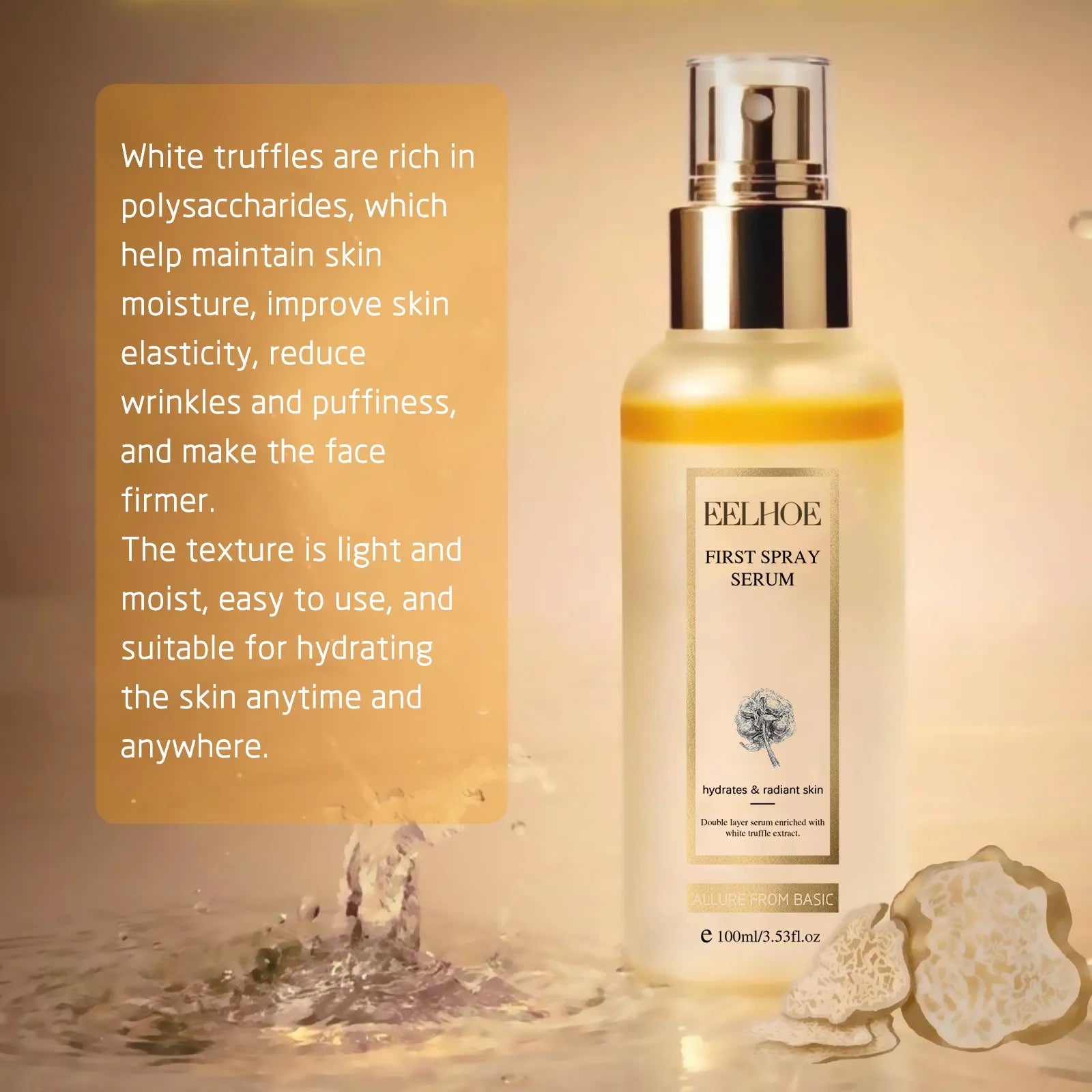 Facial Serum White Truffle Hydrating Spray Shrink Pores Moisturizing Essence Skin Repairing Brightening Skin Care Product 100ml