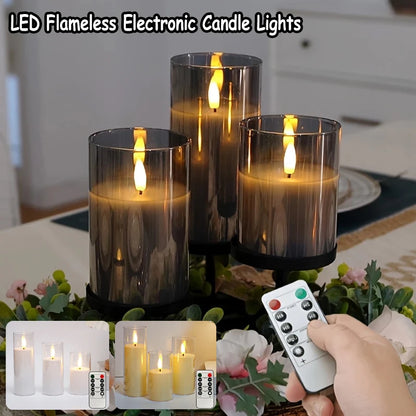 LED Flameless Candles with Remote Timer Realistic Flickering Flame Acrylic Candle Battery Powered for Christmas Wedding Decor