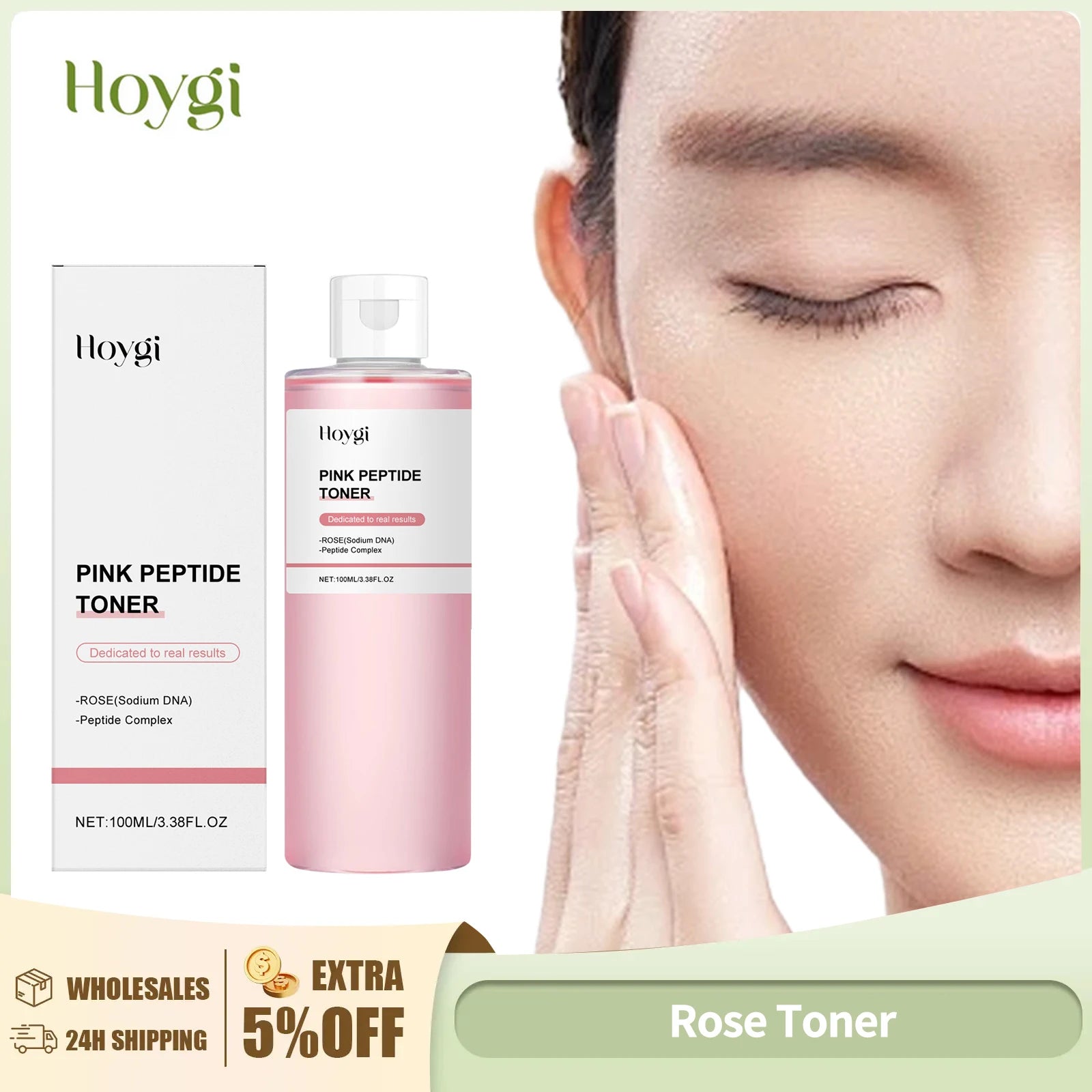 Rose Toner Brightening Skin Tone Reduce Redness Moisturizing Nourishing Pink Peptide Essence Improve Skin Barrier Smooth Serum
