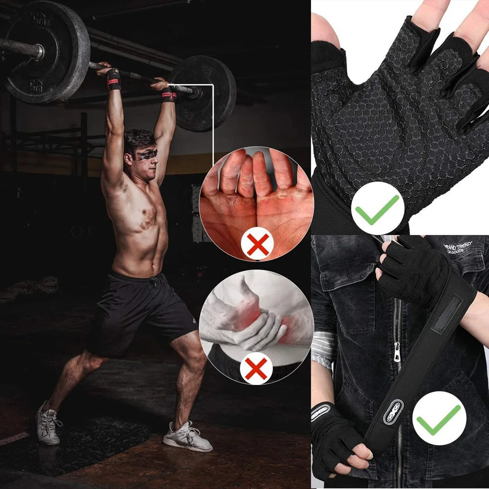 Versatile Half Finger Workout Gloves with Wrist Support