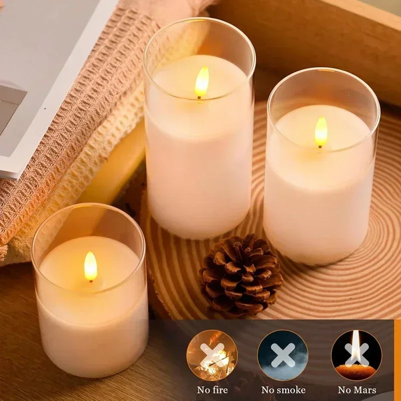 LED Flameless Candles with Remote Timer Realistic Flickering Flame Acrylic Candle Battery Powered for Christmas Wedding Decor