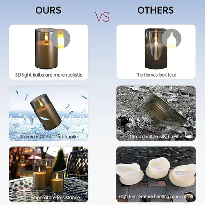 LED Flameless Candles with Remote Timer Realistic Flickering Flame Acrylic Candle Battery Powered for Christmas Wedding Decor