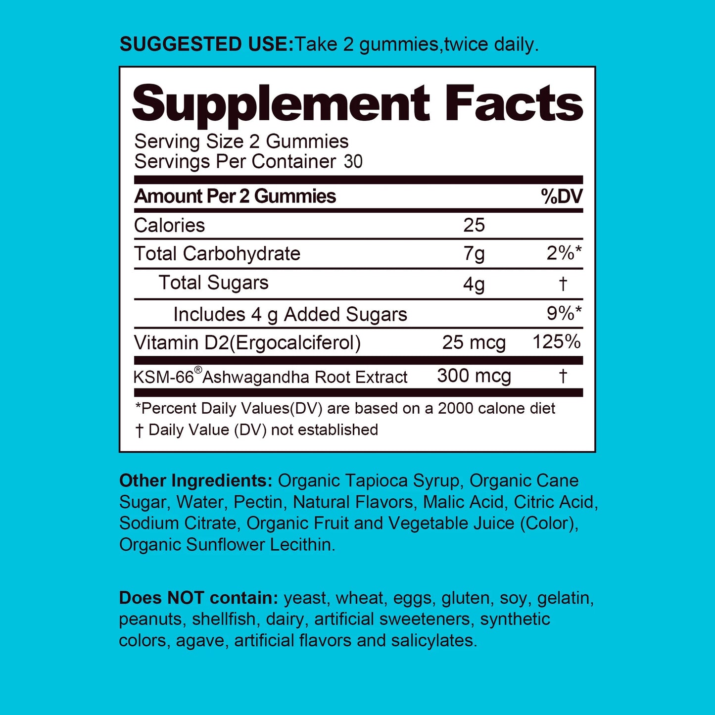 Ashwagandha Gummies - Enhance Physical Energy, Reduce Cortisol, Reduce Stress, Relax The Body and Mind, Non-GMO - 60 Gummies