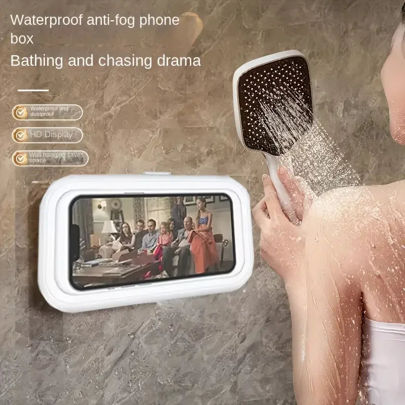 360° Rotation Waterproof Shower Phone Holder with Angle Adjustable, Wall Mounted Phone Holder for Bathroom Kitchen