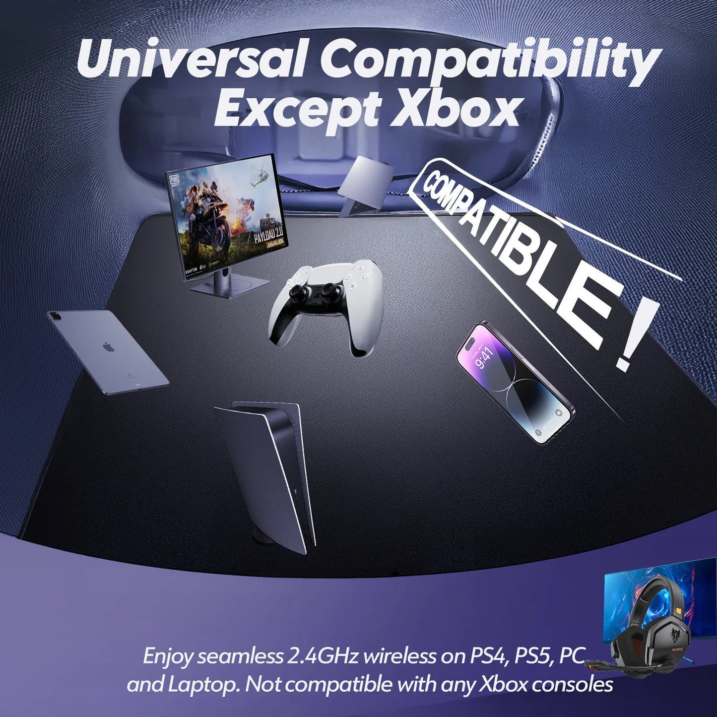 NUBWO G06 Dual Wireless Gaming Headset 2.4GHz Bluetooth