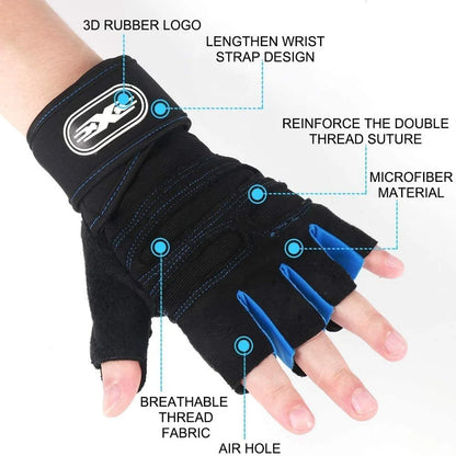 Versatile Half Finger Workout Gloves with Wrist Support