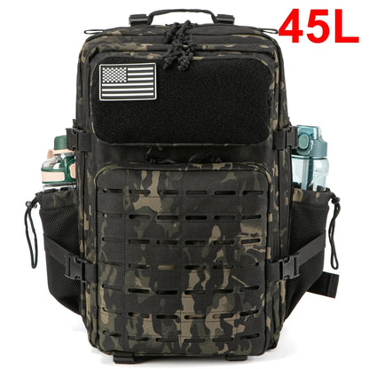 25L/45L Tactical Backpack for Men and Women Outdoor Survival Bug Out Bag Small School Rucksack Hking with Bottle Holder