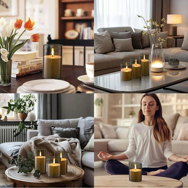 LED Flameless Candles with Remote Timer Realistic Flickering Flame Acrylic Candle Battery Powered for Christmas Wedding Decor
