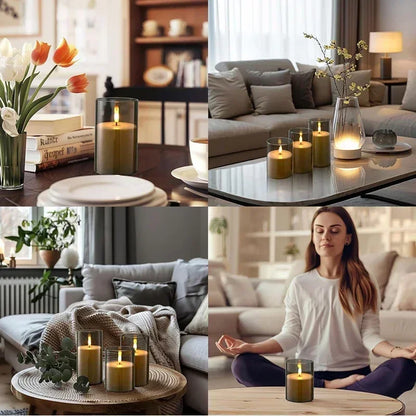 LED Flameless Candles with Remote Timer Realistic Flickering Flame Acrylic Candle Battery Powered for Christmas Wedding Decor