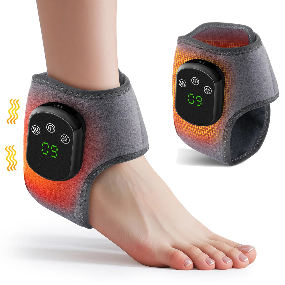 Electric Ankle Brace with Adjustable Hot Compress Vibration Massage Ankle Guard Band Carpal Tunnel Foot Protection Support Tool