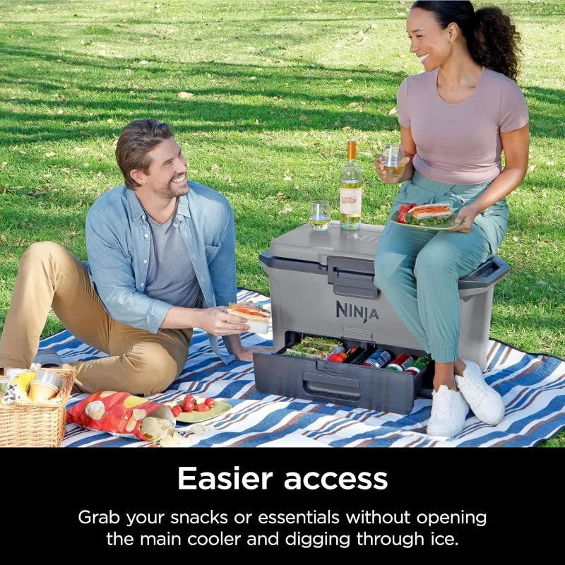 FB151GY FrostVault 50qt Hard Cooler with Dry Zone, Integrated Fridge-Temp Dry Storage Drawer, Premium Heavy-Duty