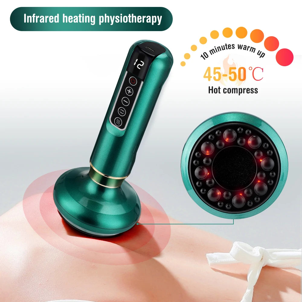 6/12 Levels Intelligent Cupping Massager Electric Negative Pressure Cupping Machine Infrared Heating Wireless Scraping Apparatus