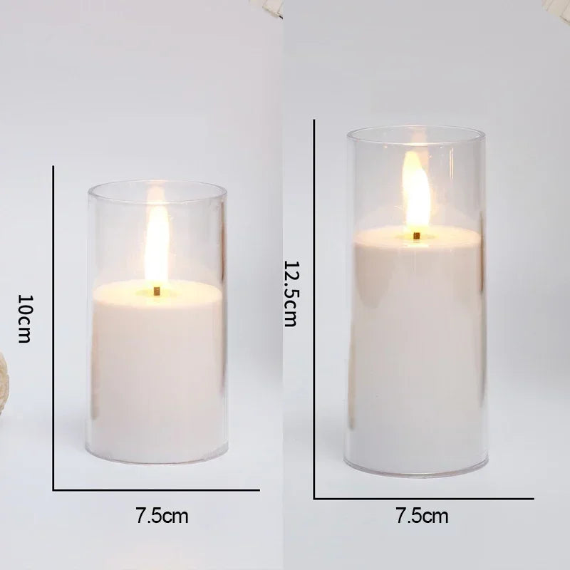 LED Flameless Candles with Remote Timer Realistic Flickering Flame Acrylic Candle Battery Powered for Christmas Wedding Decor