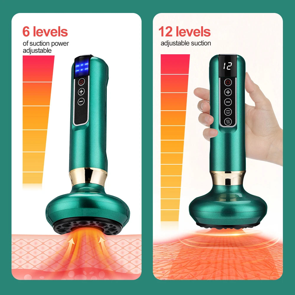 6/12 Levels Intelligent Cupping Massager Electric Negative Pressure Cupping Machine Infrared Heating Wireless Scraping Apparatus