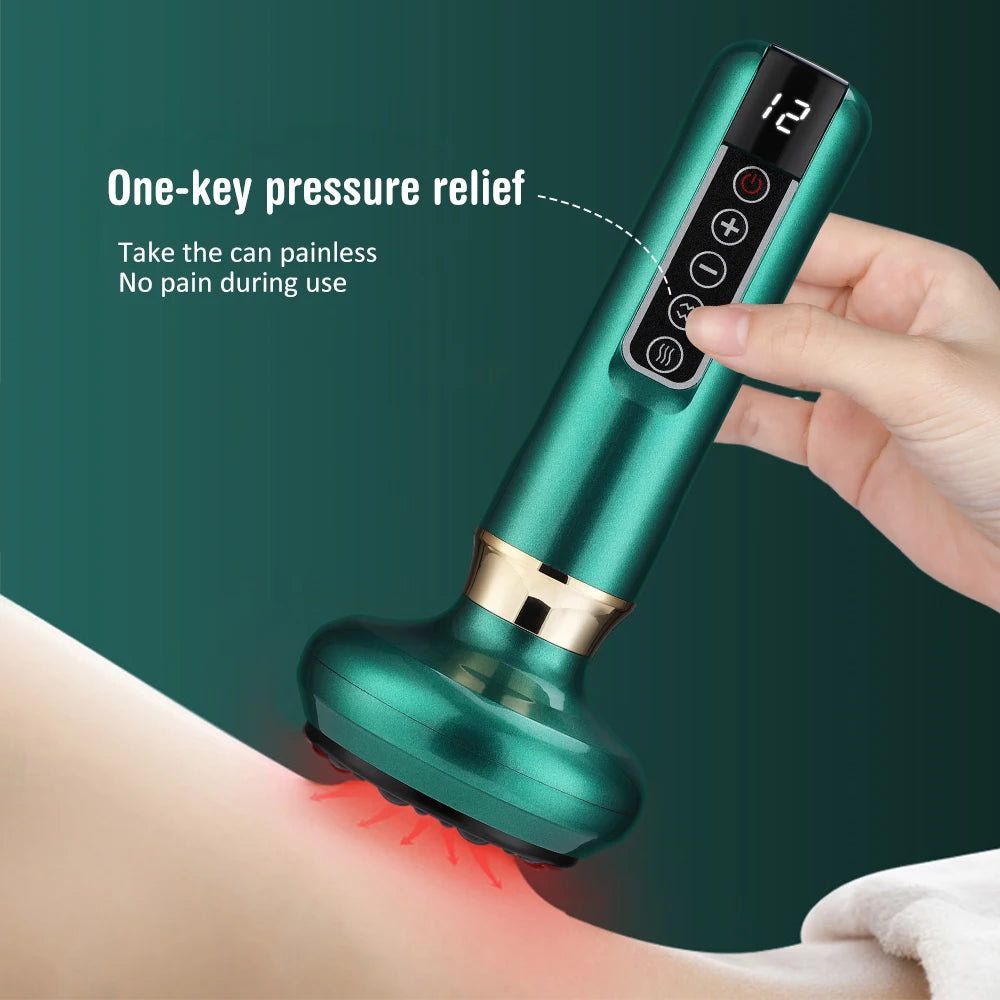 6/12 Levels Intelligent Cupping Massager Electric Negative Pressure Cupping Machine Infrared Heating Wireless Scraping Apparatus